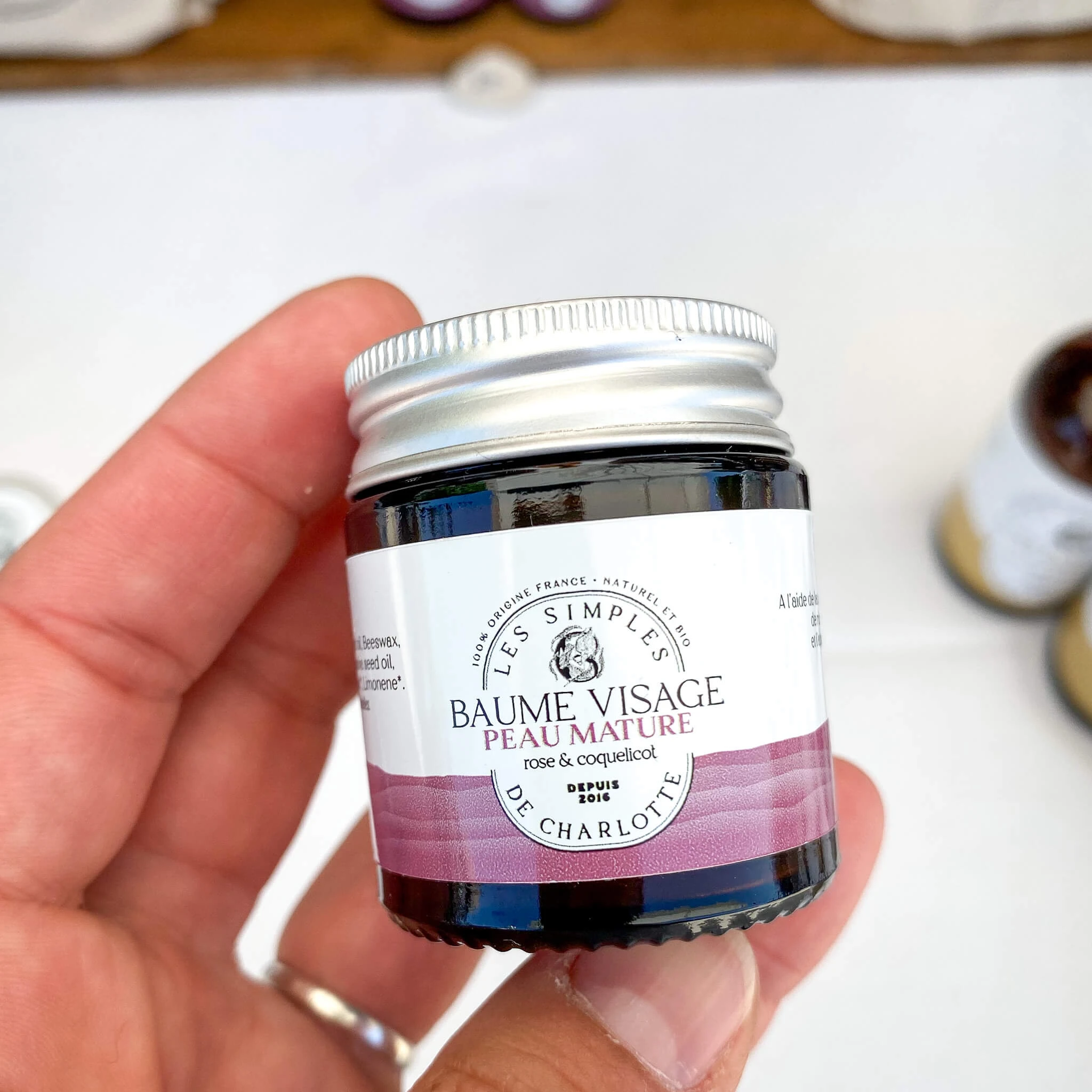 Baume visage pour peau mature à la rose et au coquelicot des Simples de Charlotte