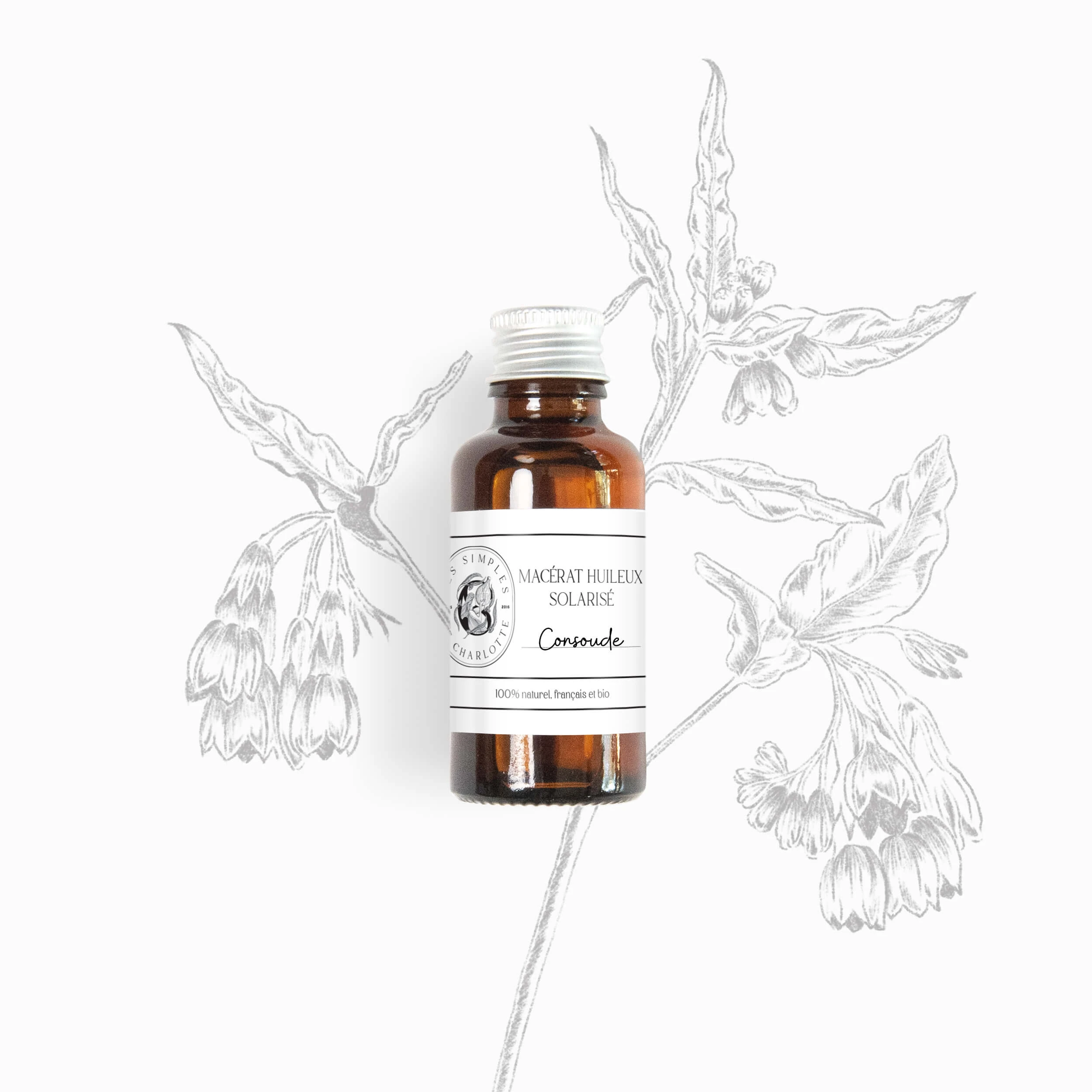 Macérât huileux solarisé de consoude en 30ml des Simples de Charlotte